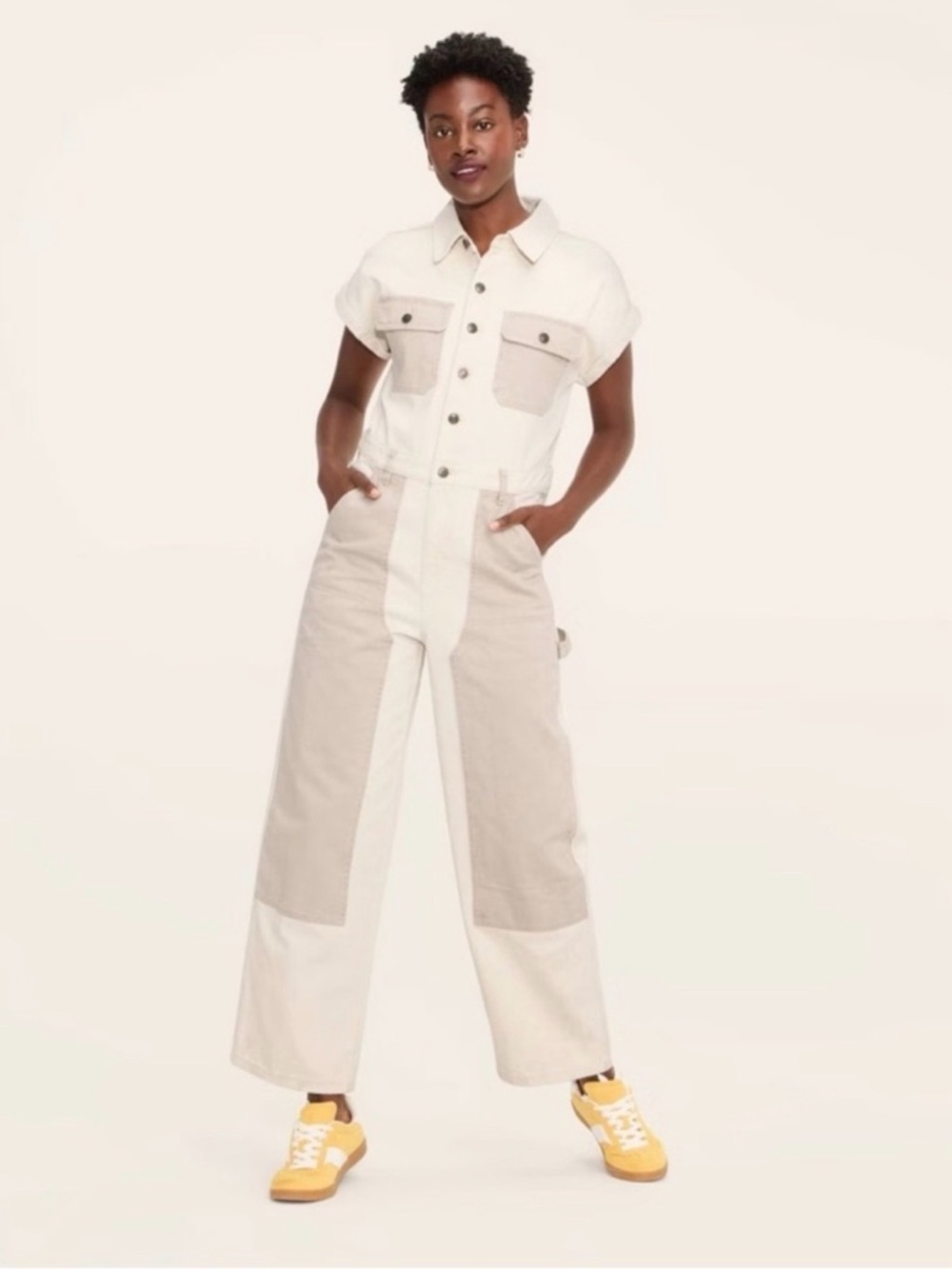 Woolrich x Target Women's Short Sleeve Western Denim Jumpsuit -Cream Size 6 NWOT - Picture 1 of 3